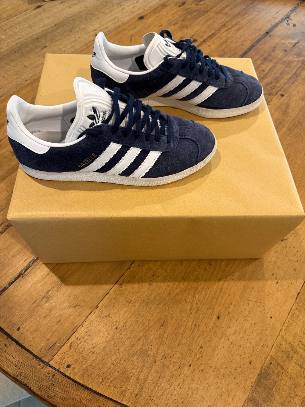Adidas Gazelle Navy Suede Sneakers with White Stripes